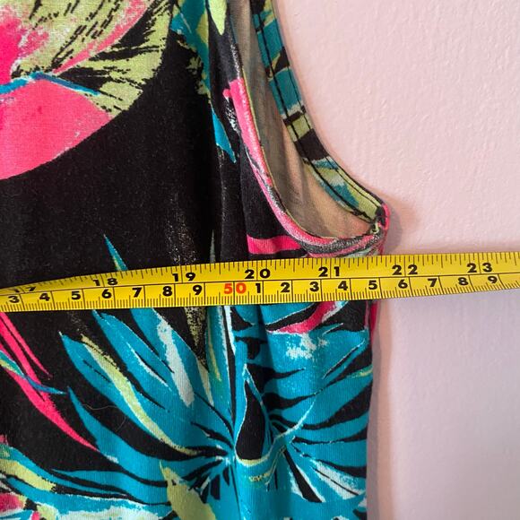 Chico's Black Multicolor Sleeveless Tank Dress Maxi Dress Tropical 3 / XL / 16 - Picture 6 of 9